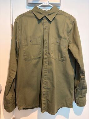 AS Colour Men's 240 GSM Heavyweight Cotton Olive Green Button-Up Work Shirt